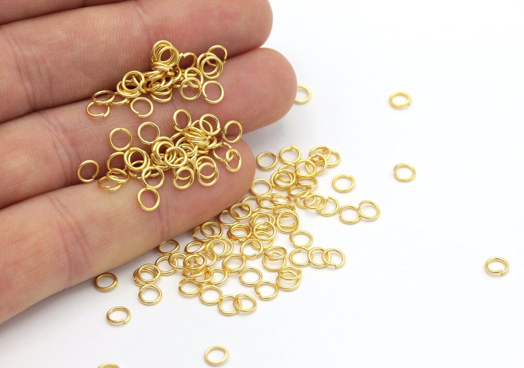 50 Pcs 5mm 24k Matt Gold Plated Jump Rings , Tiny Jump Ring Connectors