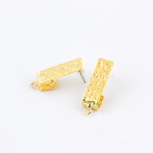 8x28mm 24k Shiny Gold Plated Hammered U-shaped Earring, Pendant Earrings, U Shaped Pendant Earrings, Earring Findings,Stud Earring - EAR-293