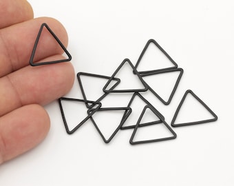 6 Pcs Black Plated Triangle Charms ( 17mm ) Connector - Triangle Pendant, Triangle Findings, BLK-93