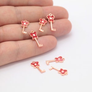 1 pcs Rose Gold Plated Key Charms,Key Pendant, Rose Gold Key Charm, Necklace Key Charm ( 7.5x17mm ) RSGLD-195
