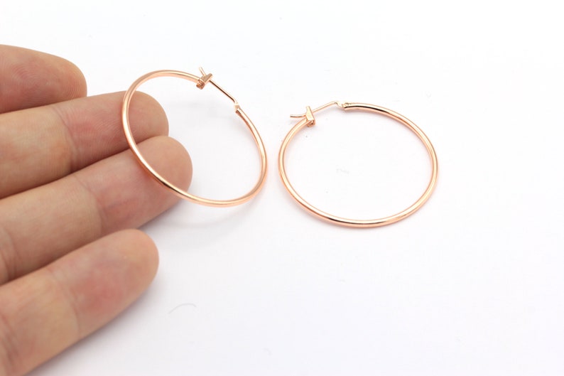35mm Rose Gold Plated Earrings Hoop Hoop Earrings EAR-258 Brass Earrings Circle Dangle