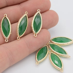 1 Pcs Shiny Gold Plated Crystal Oval Connector, Bracelet Charms ,  Gemstone Connector , Bracelet Connectors, ( 10x28 ) STN-24