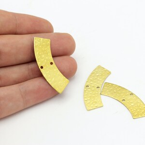 6 Pcs Hammered Moon Charms , Raw Brass Moon Pendant , 2 Hole Brass Pendant , Raw Brass 37x10 mm - DS-RW-445