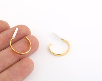 19mm 24k Brillante Gold Plated Pendientes, Colgantes De Círculo, Pendientes de Aro, Pendientes de Latón, Pendientes de Tachuelas, Hallazgos de Pendientes, EAR-310