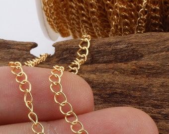 Cadenas chapadas en oro de 2,8x4 mm, cadenas de bordillo, cadenas soldadas, cadenas extensoras GZ-55