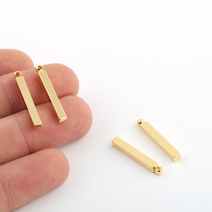 2 Stk. 3x25mm 24k glänzend vergoldeter Bar, Bar Halskette, Personalisierbarer Bar Anhänger, personalisierte Charms, Namensschild, vergoldeter Anhänger, GLD-952
