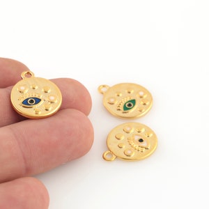 17x21mm 24k Vergoldete Evil Eye Charms, Emaille Evil Eye Charms, Evil Eye Anhänger, Evil Eye Anhänger, Evil Eye Schmuck, GLD-1416