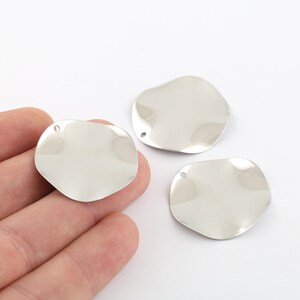 2 Pcs 32mm Rhodium Plated Hammered Round Charms, Rhodium Stamping Tag,Earring Charms,Necklace Charms,Rhodium Big Disc Round Jewelry,SLVR-317