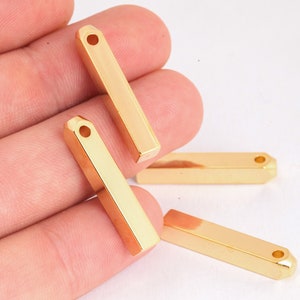 5x30mm 24k Shiny Gold Bar,Bar Necklace, Bar Pendant, Personalized Charms, Nameplate Bar, Gold Plated Pendant GLD-273