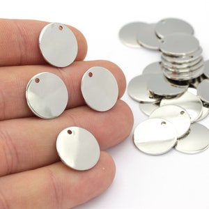 10 Pcs 16mm Silver Plated Round Charms , Round Disc - Silver Plated Coins- SLVR-210