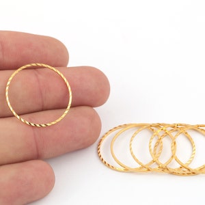 12 Pcs 25mm 24k Shiny Gold Plated Textured Circle,Gold Plated Circle Connector ,Gold Plated Circle Pendant ,Gold Plated Hoops, GLD-1294