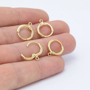 2 Pcs (1 Pair) Gold Plated Earring ,Plain Leverback Finding, gold leverback, hoop earring, gold earwire, gold earring hook (13x16mm) EAR-409