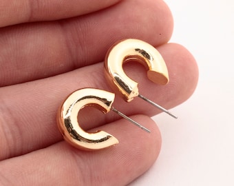 2 Pcs 16mm 24k Shine Gold Plated Earrings Hoop , Circle Earrings , Hoops Earrings EAR-4