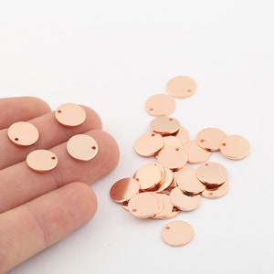 12 Pcs 11mm Rose Gold Plated Round Disc , Round Disc Charms , Rose Gold Plated Coins, Round Disc Pendant , RSGLD-366