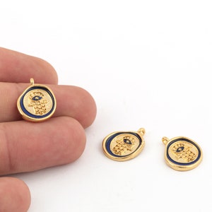 14x18mm 24k Shiny Gold Plated Enamel Hamsa Charms, Gold Plated Fatima Pendant,Tiny Hamsa Charm, Enamel Charms, Hamsa For Dangle, GLD-1309