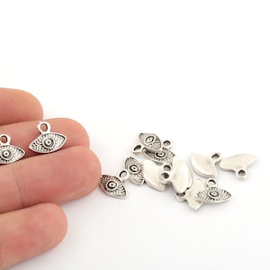 3 piezas 11x13mm Antiguo Plata Mal de Ojo Charms, Collar de Mal de Ojo, Amuletos de Mal de Ojo, Joyas de Mal de Ojo, Proveedor de Joyas, Whosale, ANT-69