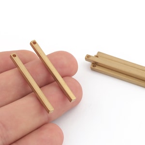 2 Pcs 3x40mm Raw Brass Bar,Bar Necklace, Bar Pendant, Personalized Charms, Nameplate Bar, Raw Brass Pendant ,DS-RW-589
