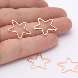 12 Pcs Rose Gold Plated Star Charms , Star Necklace , Brass Star Charms , ( 20 mm ) RSGLD-224