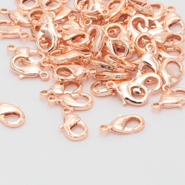 10 Pcs 15mm Rose Gold Plated Lobster Clasp, Claw Clasps ,Rose Gold Plated Over Brass Lobster Clasp RSGLD-439