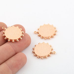 1 Pcs 23x27mm Rose Gold Plated Pendant , Hammered Medallion , Necklace Pendant, Necklace Charms, Rose Gold Medallion , RSGLD-347