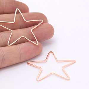 40mm Star Charm, 2 Pcs Rose Gold Star Charms , Star Earrings , Star Pendant, - RSGLD-222
