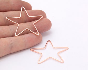 40mm Star Charm, 2 Pcs Rose Gold Star Charms , Star Earrings , Star Pendant, - RSGLD-222