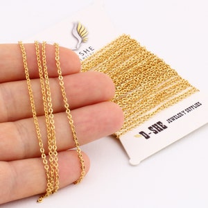 3,3 Feet 1,80x2.00 mm 24k Shiny Gold Plated Chains ,Cable Chains, Gold Plated Flat Rolo Chains , Soldered Chains GZ-53