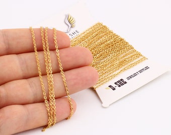 3,3 Feet 1,80x2.00 mm 24k Shiny Gold Plated Chains ,Cable Chains, Gold Plated Flat Rolo Chains , Soldered Chains GZ-53