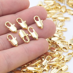 10 Pcs 5x14mm 24k Shiny Gold Plated Lobster Clasp, Claw Clasp, Gold Plated Lobster Clasp GLD-1201