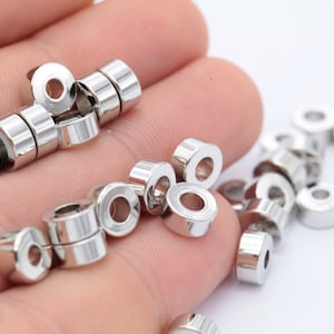 8mm Silver Plated Round Coins, Flat Round Beads, Stamping tag , Barrel , Spacer Beads, Solid Brass Beads, Round SLVR-94