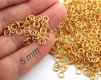 50 Pcs 5mm Jump Rings , Tiny Jump Ring Connectors , Gold Plated Connector , Gold Plated Findings , 24k Gold Plated-GLD-100