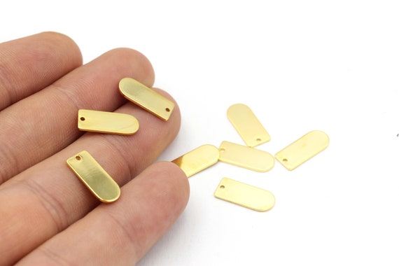 Gold D Pendant 6 Pcs Gold Plated Charms , D Pendant, Semi Circle, Gold Plated  Charms With 1 Hole, Stamping Blanks ,  ( 7x16mm ) GLD-465