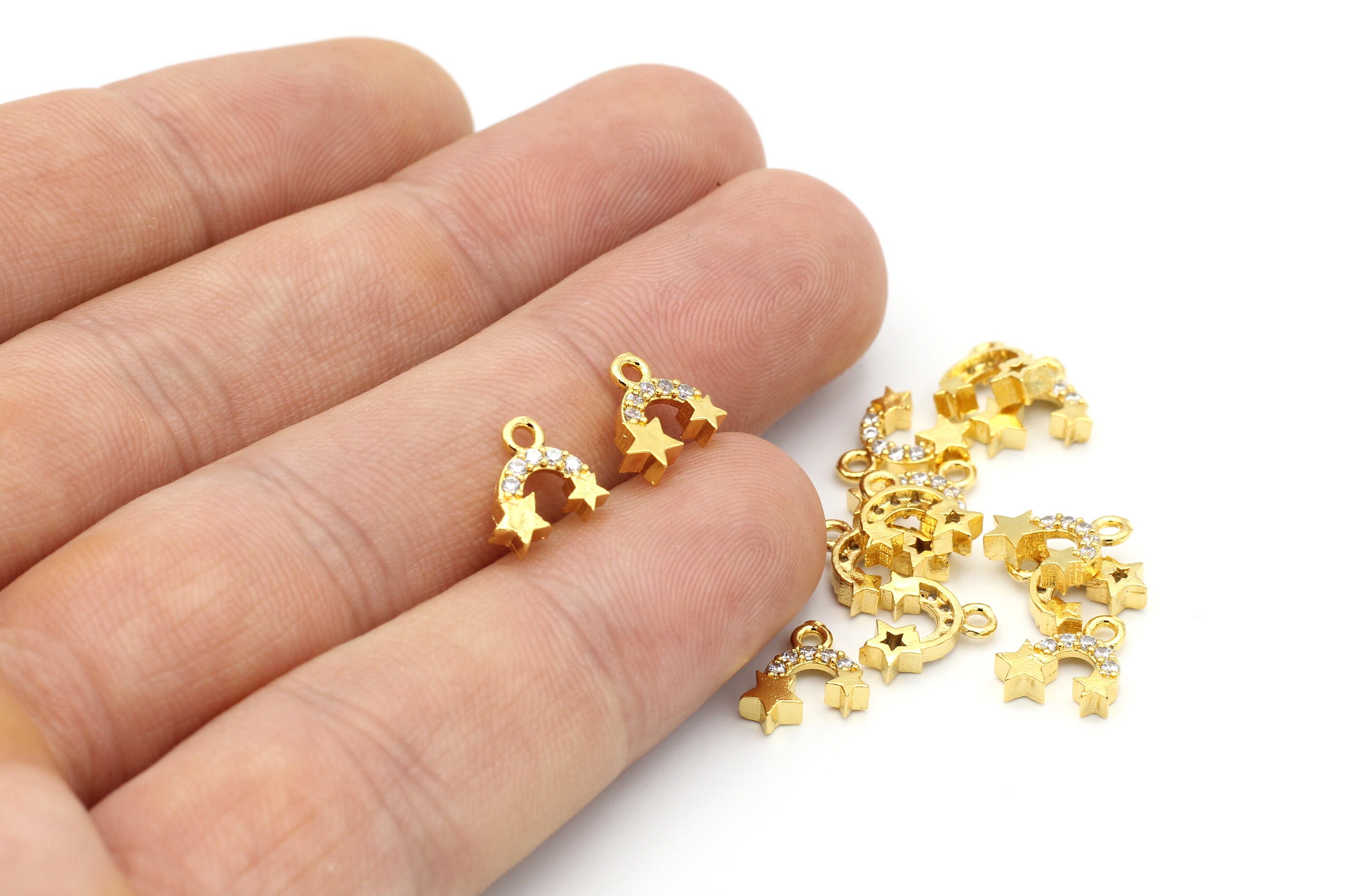 24k Gold Plated Pave Star ,cubic Zirconia Star, Star Pendant