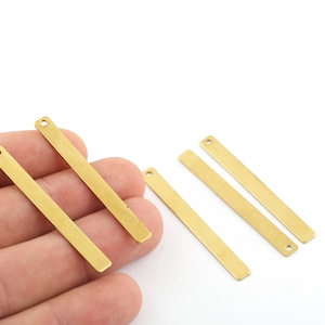2 Pcs 5x50mm Raw Brass Bar Pendant,Raw Brass Name Necklace, Personalized Charms, Nameplate Bar, Stamped Necklace, Bar Jewelry , DS-RW-509