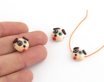 Encantos de perro de cristal de Murano de 15x16 mm, cuentas de perro de cristal de Murano hechas a mano, hallazgos de cristal de Murano, pequeños encantos de cristal de Murano, Murano STN-118