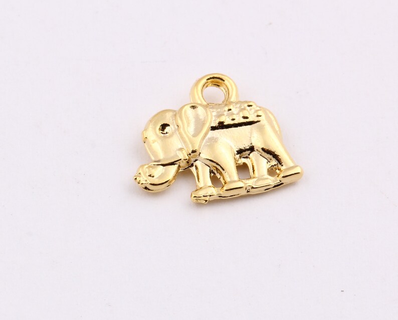 Elephant Bracelet 14x12mm-GLD-136 Elephant Necklace 2 Pcs Gold Plated Elephant Charms Elephant Findings gold Elephant