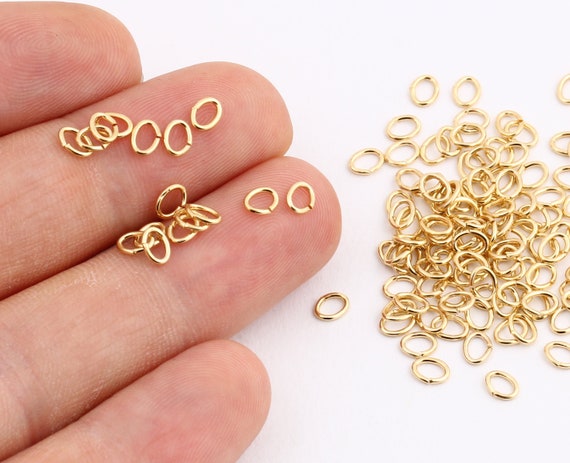 23 Ga Oval Jumprings,  0.60x4.5mm 24k Shiny Gold Jump Rings, Brass Jumprings, Gold Jumprings, Open Jump Rings-GLD-36