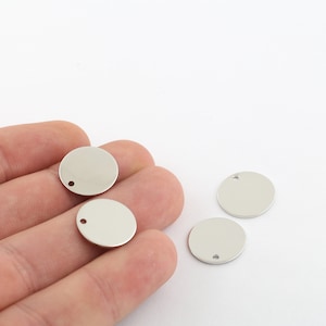16mm Rhodium Plated Round Disc , Round Disc Charms, Rhodium Plated Coins, Disc Coins, Rhodium Plated Findings, SLVR-329