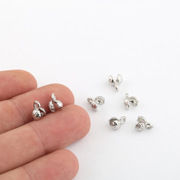 10 Pcs Cord Ends , Rhodium Plated Crimp Ends, Cord Ends, Crimp, Rhodium Plated Connector, Ball Chain Connector, Chain Crimps SLVR-338