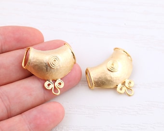 1 Pcs Matt Gold Plated Pendant ,Gold Plated Charms, Gold Plated Necklace Pendant , ( 29x30mm) MTGLD-61