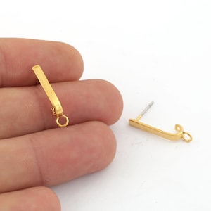 3x23mm 24k Shiny Gold Plated U-shaped Earring, Pendant Earrings, U Shaped Pendant Earrings, Earring Findings,Stud Earring - EAR-413