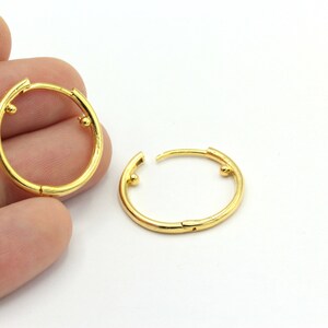 2 Pcs ( 1 Pair ) 24k Shiny Gold Plated Earring Findings, plain Leverback Findings 24mm EAR-189