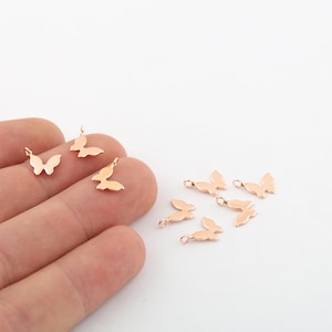 5 Pcs 11x12mm Rose Gold Plated Butterfly Charm, Necklace Charms ,Rose Gold Plated Pendant, Animal Charms, Butterfly For Bracelet, RSGLD-337