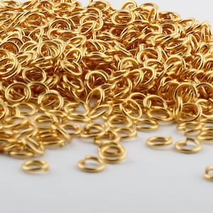 50 Pcs 5mm Jump Rings , Tiny Jump Ring Connectors , Gold Plated Connector , Gold Plated Findings , 24k Gold Plated-GLD-100 image 2