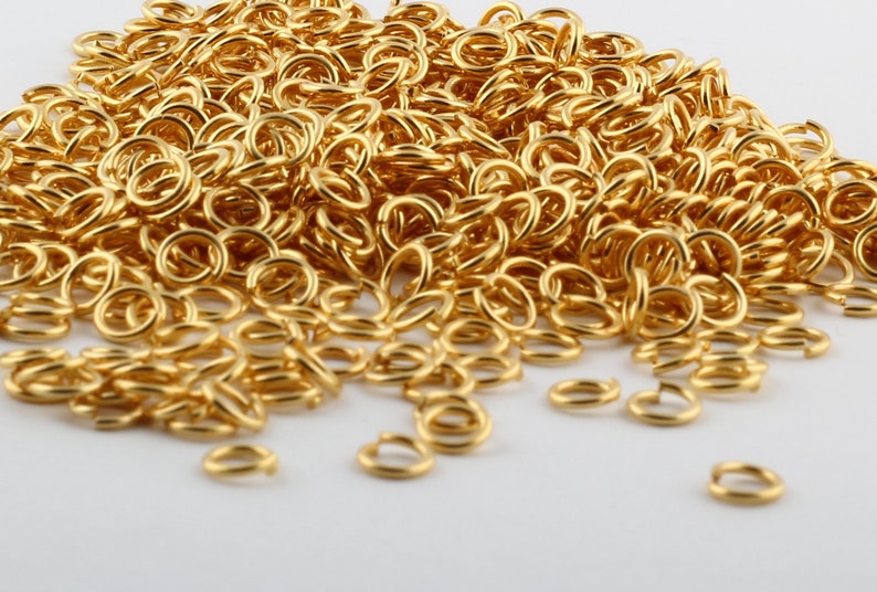 50 Pcs 5mm Jump Rings , Tiny Jump Ring Connectors , Gold Plated Connector , Gold Plated Findings , 24k Gold Plated-GLD-100 image 2