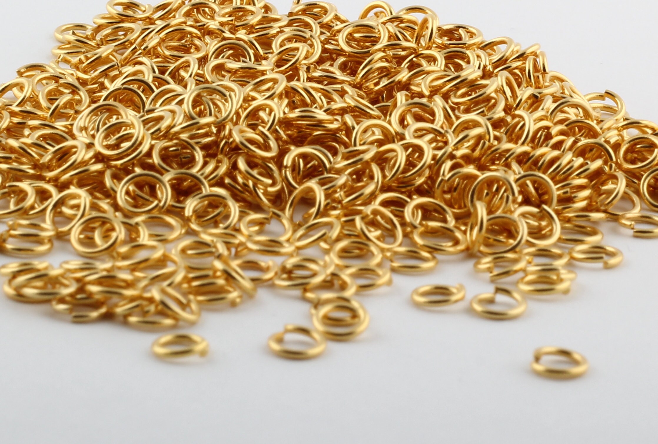 50 Pcs 5mm Jump Rings , Tiny Jump Ring Connectors , Gold Plated ...