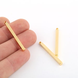2 Stk. 3x40mm 24k glänzend vergoldeter Bar, Bar Halskette, Anpassbarer Bar Anhänger, personalisierte Charms, Namensschild, vergoldeter Anhänger, GLD-955