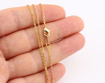 Dainty Necklace Chain-16"-17"-18"-20"-22"-25" 24k Gold Plated Shiny Gold Plated  Chains ,1,8x2mm Soldered Chains , Bar Chains , Brass Chain