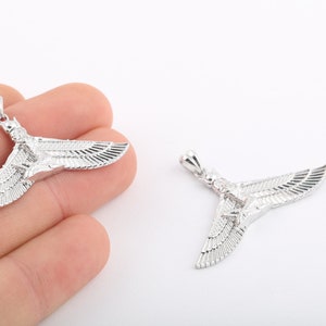 1 Pcs 24x44mm Rhodium Plated Winged Goddess Charms,Ancient Egyptian Charms,Cleopatra Charms,Egyptian Pendant,Winged Goddess, SLVR-382