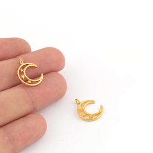 14x20mm Moon Star Charms, 24k Shiny Gold Plated Necklace Pendant , Tiny moon Charms, Mini Moon Pendant, Tiny Moon Star Charms GLD-1107